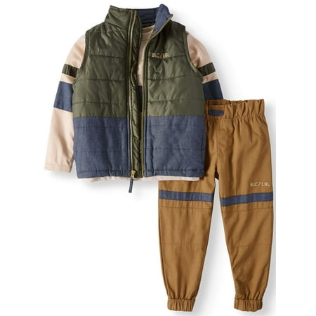 - Puffer Vest, Tee and Twill Jogger, 3-Piece Set (Big Boys)