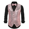 thumbnail image 1 of pstuiky Camisetas sin mangas para hombre, Blusa sin mangas con cuello en V, botones y pajarita con bolsillos estampados a la moda para hombre Tops elegantes para mujer s, 1 of 3