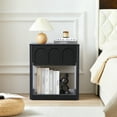 thumbnail image 3 of YOCWO Black Nightstand Set of 2 with Drawer for Bedroom, Wood Bedside Table with Arched Fluted, 3 of 8