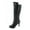 Black, variant on Women's Quilted Round Toe High Heel Platform Mid-Calf Knee High Boots Shoes
