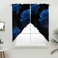 thumbnail image 5 of Blue Rose Kitchen Window Curtains, Swag Curtains Valance for Bedroom Living Room Bathroom, Vintage Abstract Garden Flower Floral Black Rod Pocket Window Curtain Block Drapes 2 Panels 36"x45", 5 of 9