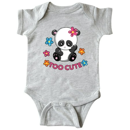 

Inktastic Too Cute Baby Panda with Flowers Gift Baby Girl Bodysuit
