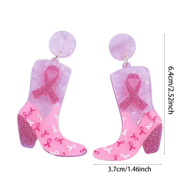 Ribbon Acrylic Earrings Cancer Awareness Edition Fashionable Statement Jewelry For Women