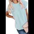 thumbnail image 3 of Blusa Informal de Corta con Cuello Redondo, Encaje, Crochet y Pompones para Mujer, Color Azul , Talla XXL, 3 of 7