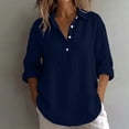 thumbnail image 3 of TGSLY Half Button Down Linen Tops for Women Lightweight Thin Collared Roll Long Sleeve Shirts Loose Fit Dressy Casual Solid Color Blouses M, 3 of 7