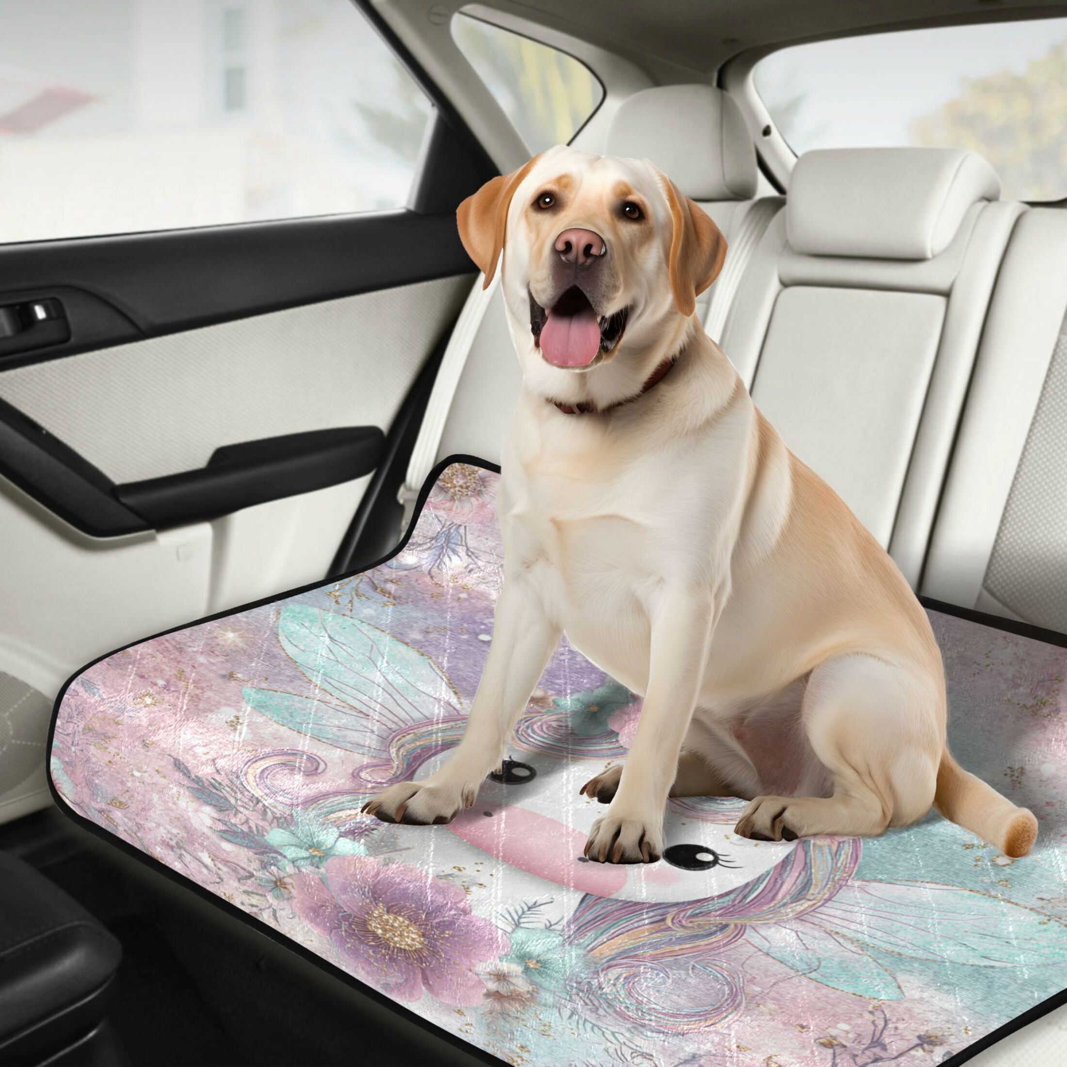 Qxltty Cute Unicorn Cat litter Pads Pet Set of 2 Diaper Mats Center Anti-leakage Layer Absorbent Soft and Comfortable