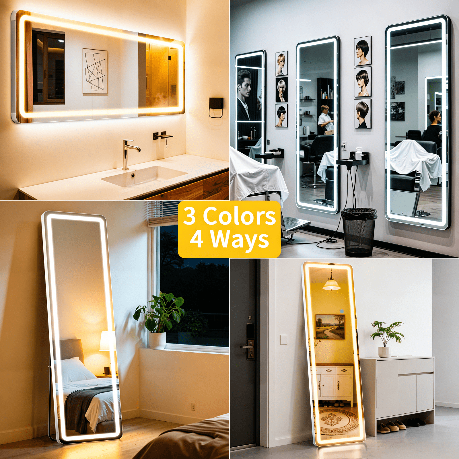 GRAHMCY 60"x16" Full Length Mirror with Lights LED Floor Mirror Wall-mounted Dressing Mirror