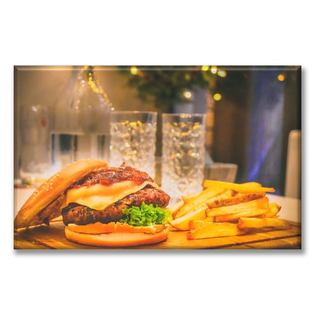 Cuadro Canva Listo Para Colgar Pixtreats Tipo Galería Hamburguesa Con Papas 50X75 cm
