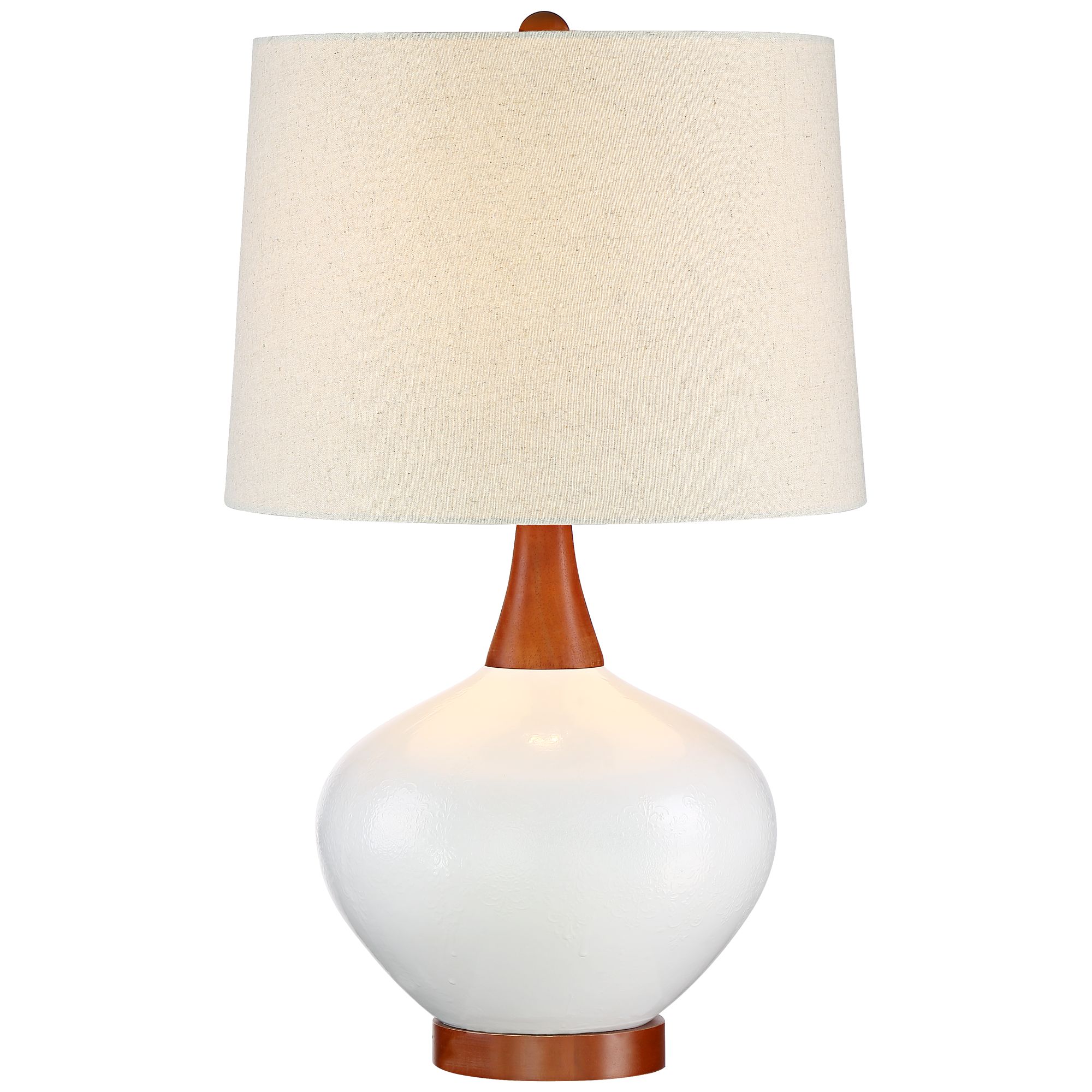 360 Lighting Mid Century Brice Accent Lamp 23 High Ivory Ceramic Wood Neck Off White 0061