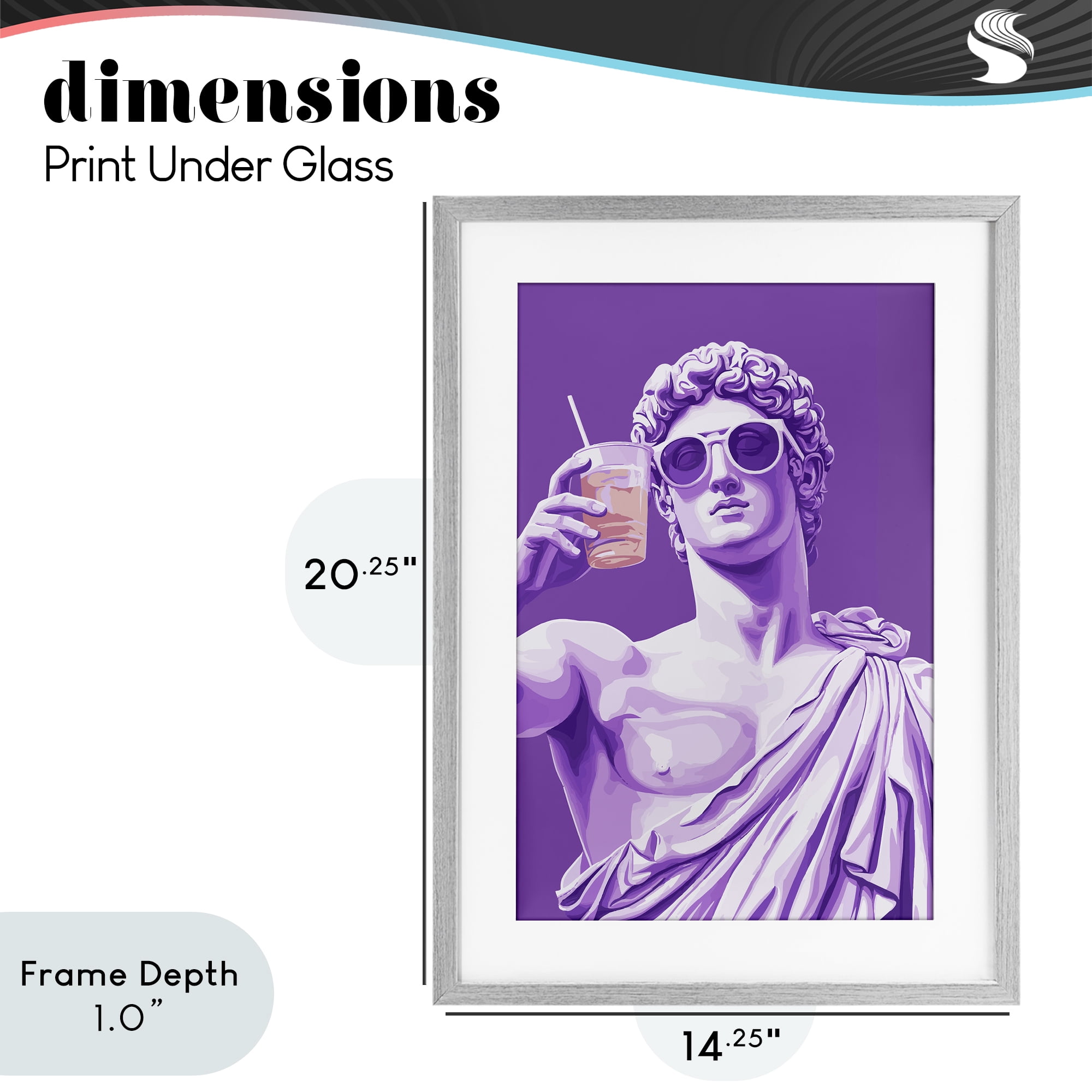 Stupell Industries Greek Statue Cheers Gray Framed Print Under Glass, design by Andreas Magnusson