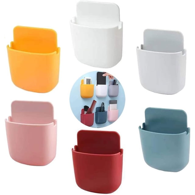 Soporte de pared para control remoto de 6 piezas, caja de soporte para control remoto de pared, caja de almacenamiento de control remoto, caja de teléfono móvil autoadhesiva ABS para llaves y