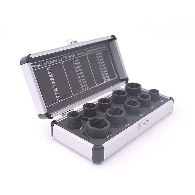Extractor de tuercas, juego de 10 Uds., herramienta de extracción de tornillos, tuercas de dientes deslizantes, juego de extractores de pernos de rosca rota