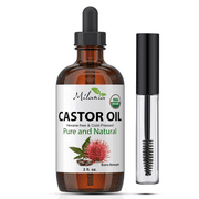 Milania Castor Oil (2oz) Organic, Extra Strength, Serum for Eyelashes, Eyebrows, Hair Growth - 100% Pure, Hexane-Free Cold-Pressed - Natural Conditioner, Skin Moisturizer.