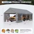 thumbnail image 2 of Mellcom 12' x 24' Carport, Heavy Duty Portable Garage with Side Doors and Removable Sidewalls, All-Season Car Port for Car,SUV,Truck,Gray, 2 of 7