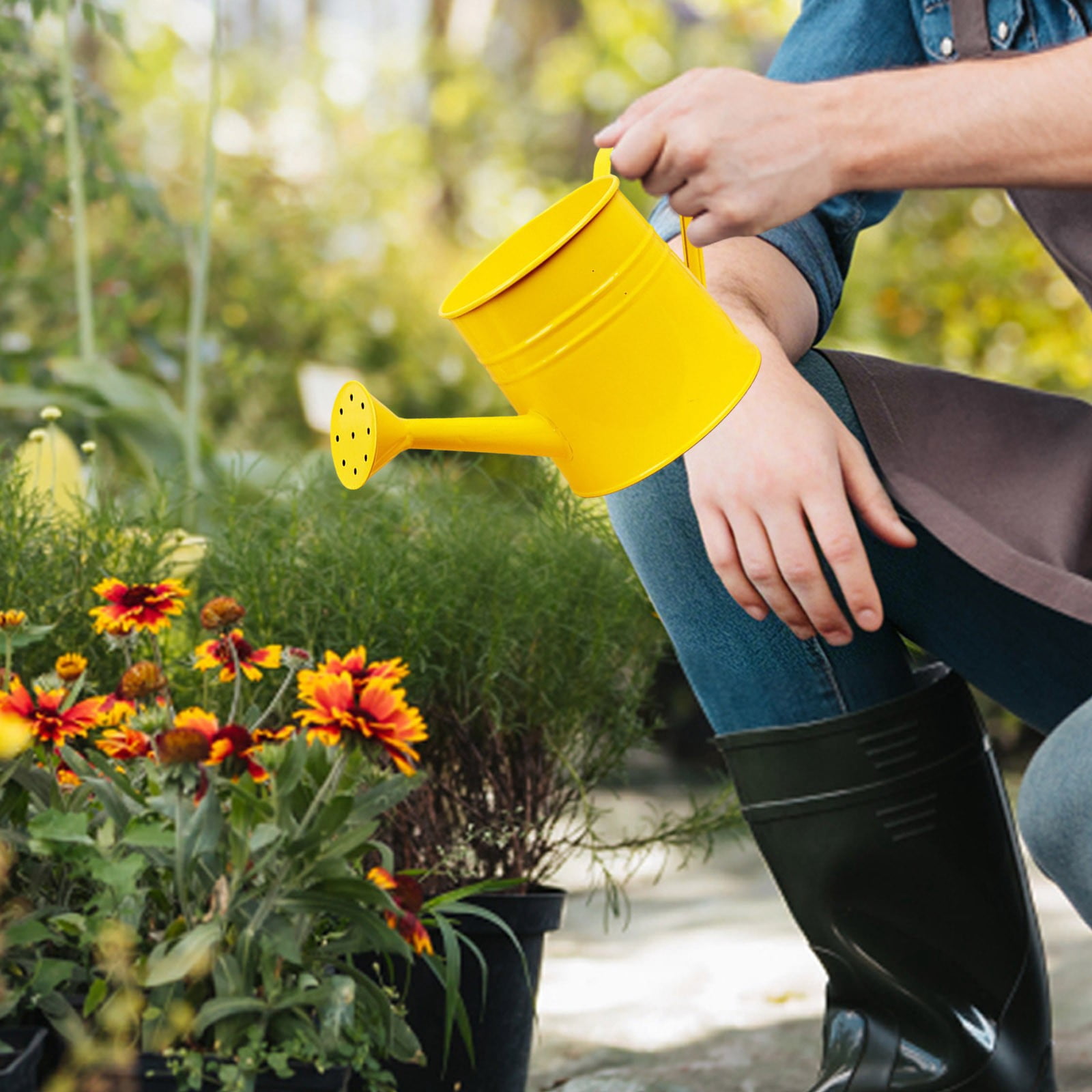 Metal Watering Can for Indoor 1L, Vintage Garden Sprinkling Can with Long Spout, Tinplate Watering Kettle Gardening Tool for Outdoor Lawn Flower Care