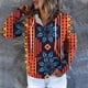 thumbnail image 1 of ICHUANYI Clearance Women's Fashion Printed Pocket Long Sleeve Blouse Casual Tops Sweatershirt Button Hoodies(Orange, M) ICHUANYI WER2023081511792, 1 of 5
