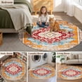 thumbnail image 5 of Vintage Ethnic Round Area Rug 7 FT,Non Slip Living Room Area Carpet,Boho Tribes Modern Orange Middle Century Washable Soft Circular Rug Floor Carpet for Bedside Office Play Room Classroom, 5 of 9