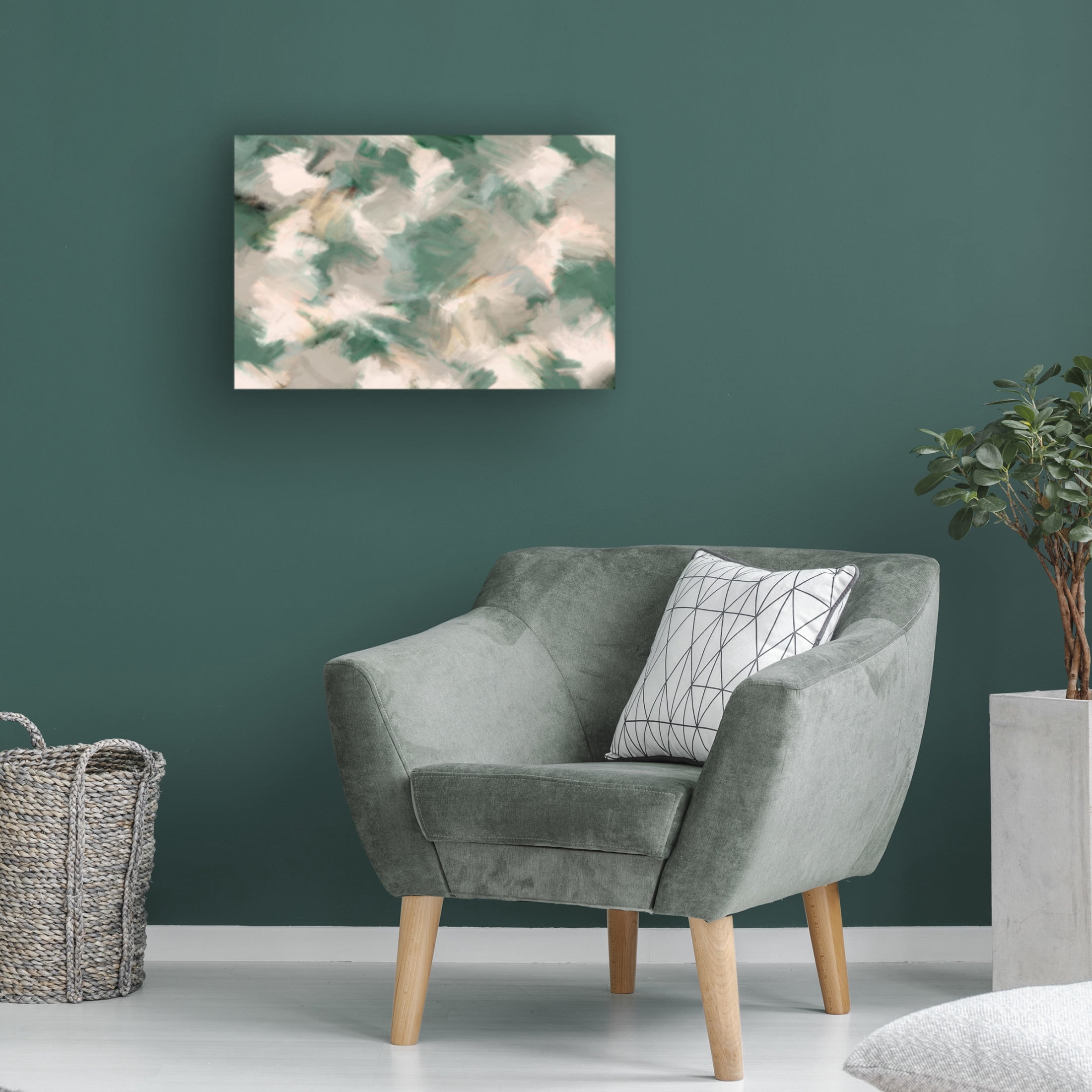 Canvas Wall Art - Treechild 'Green Beige Wild Painted Square' Wall Art for Living Room, Bedroom, or Office D?cor by Trademark Fine Art - 19 x 12 Inches