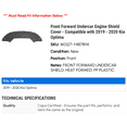 thumbnail image 2 of Front Forward Undercar Engine Shield Cover - Compatible with 2019 - 2020 Kia Optima, 2 of 2