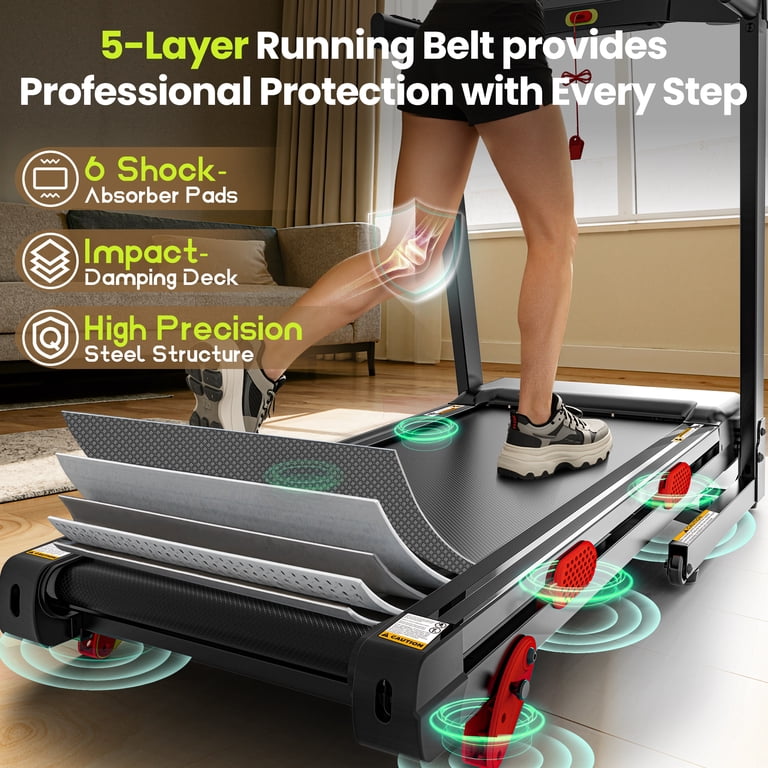 Famistar Foldable Treadmill 300 LB Capacity Incline Bluetooth