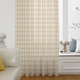 thumbnail image 6 of Cream Plaid Sheer Curtains 54 Inches Long, Gingham Checked Minimalist Modern Light Filering Curtains, Breathable Simi Curtain Privacy Drapes for Kitchen Bathroom Nursery Small Window Treatment, 6 of 9