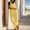 thumbnail image 2 of FRSASU Women's Sleeveless Wide‑Leg Jumpsuit Relaxed Fit Button‑Down Front Overall Jumpsuit with Big Side Pockets Yellow, 2 of 6