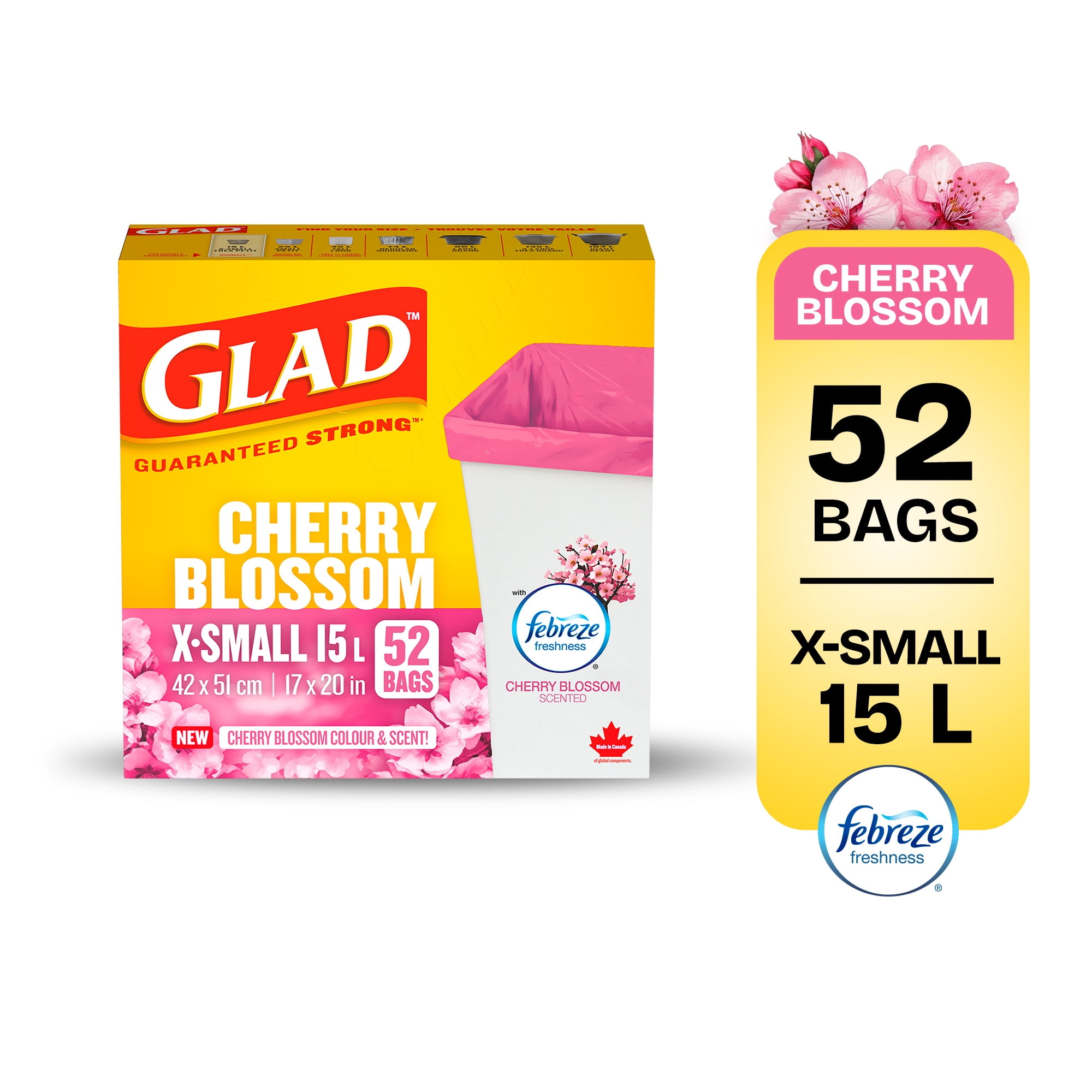 Glad Cherry Blossom colour and scent Garbage Bags - X-Small 15