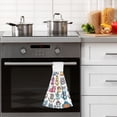 thumbnail image 5 of 2 Pcs Kitchen Hand Towels with Hanging Loops Absorbent Soft Fast Drying Decor Bath Towels Cartoon Cats with Hat, 5 of 7