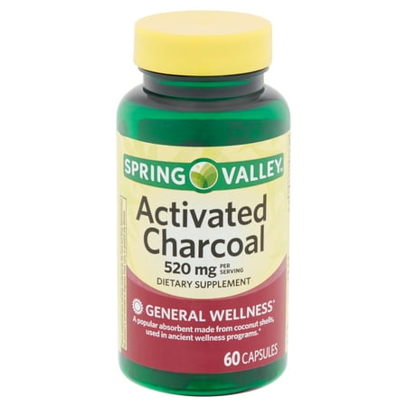 - Spring Valley Activated Charcoal Capsules, 520 mg, 60 count