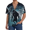thumbnail image 1 of Balery Moon Wolf Warrior Camisa Casual de Manga Corta con Botones para Hombre, Texturizada, Estilo Cubano, para Playa, Verano-Small, 1 of 5