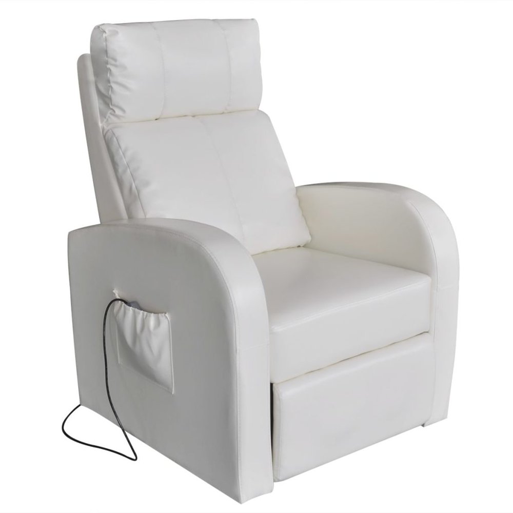 vidaXL White Electric Massage Chair with Remote Control