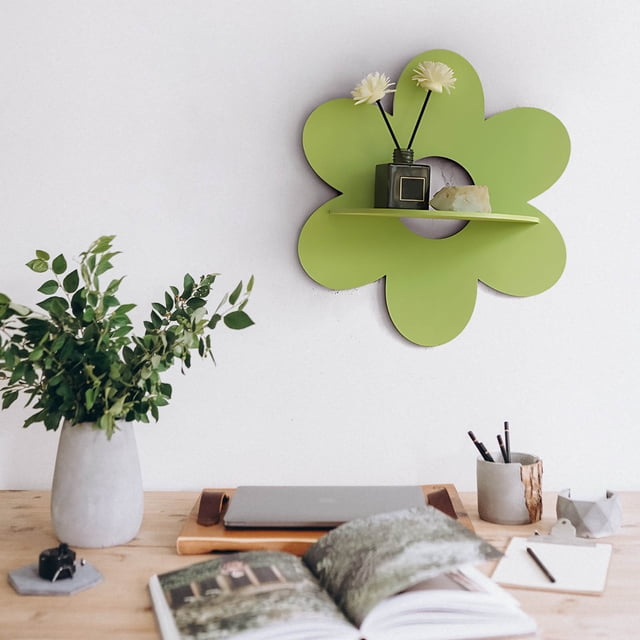 Xihbxyly Estante de Pared de Madera con Flores, Diseño Encantador En Forma de Flor, Solución de Almacenamiento Versátil, Decoración Del Hogar, Fácil Instalación, Regalo Ideal para Inauguraciones de C