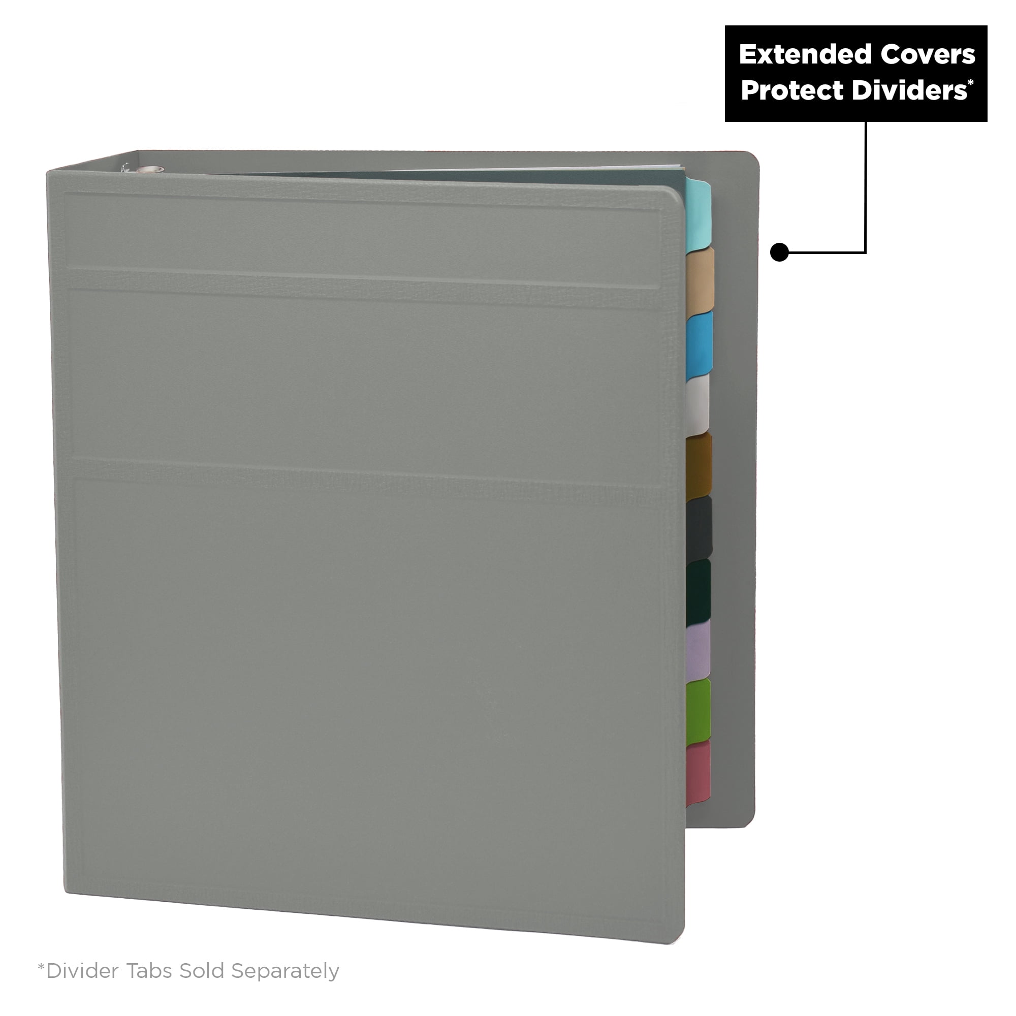 Carstens 3-Inch Heavy Duty 3-Ring Binder - Side Opening, Ash Gray