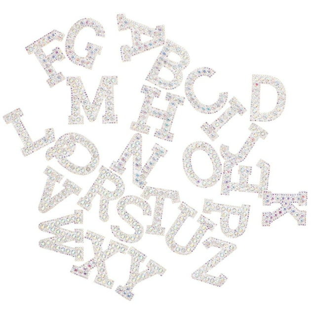 CHUANK 26pcs Rhinestone Letters Iron On Glitter Letters Stickers Iron On Embroidery Letters