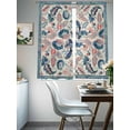 thumbnail image 3 of Teal Blue Red Ethnic Sheer Curtains 72 Inch Length 2 Panels Set, Boho Modern Geometric Abstract Art Voile Window Treatment Rod Pocket Curtains Sheers Drapes for Bedroom/Living Room/Kitchen 52"x72"x2, 3 of 7