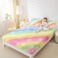 thumbnail image 2 of Manfei Ink Rainbow Fitted Sheet Queen, Cartoon Stars Galaxy Bedding, Glitter, 3pcs, 1 Fitted Sheet and 2 Pillowcases, 2 of 6
