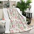 thumbnail image 2 of Chic Vintage Floral Blanket: Watercolor Pink Rose Peony Design - Soft, Lightweight & Warm 50x60in Throw Blanket - Cozy Blanket for Women's Gifts & Room, Couch Decor, 2 of 5