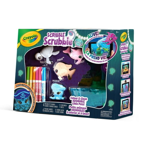 Crayola Scribble Scrubbie Ocean Pets Glow Lagoon Tub Set, Colour and customize your ocean pets