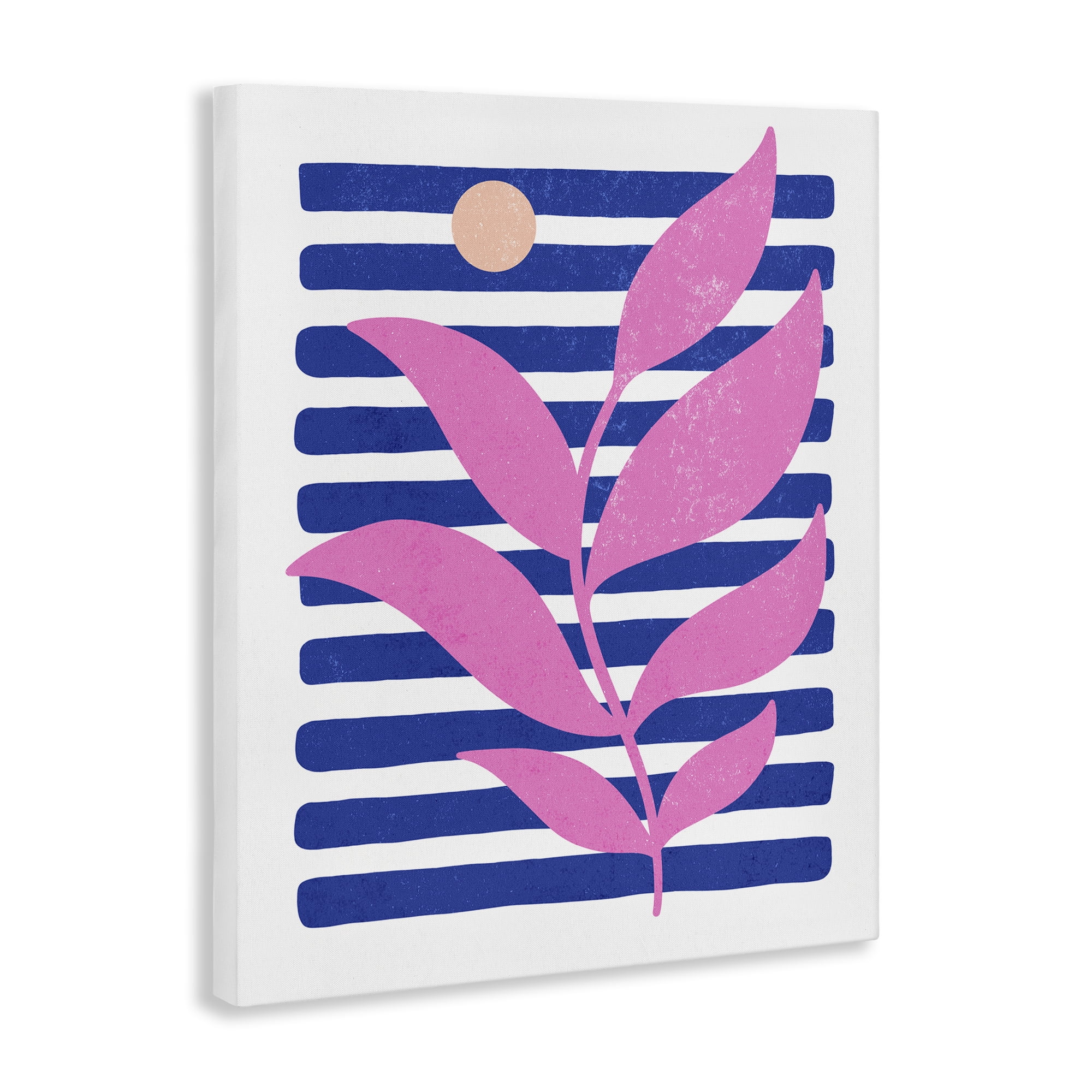 Stupell Industries Sunrise Sprig on Stripes Abstract Painting Wrapped Canvas Art Print Wall Art, 16 x 20
