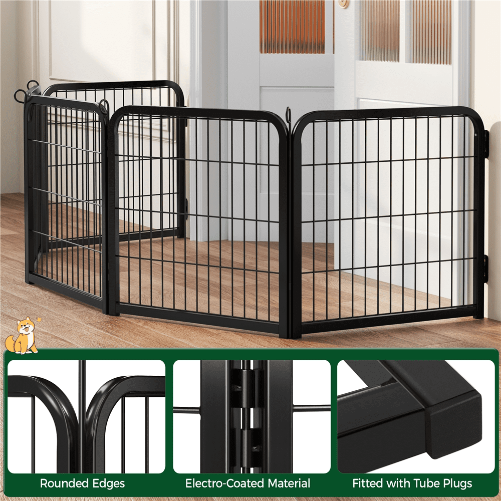 Renwick 24" Height 2 Panels Dog Playpen, Black