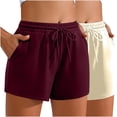 thumbnail image 1 of Plebaso 2 Pack Sweat Shorts for Women Drawstring Lounge Shorts Comfy Summer Athletic Shorts with Pockets, 1 of 6