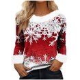 thumbnail image 1 of Birdeem Haut à Enfiler Imprimé de Noël pour Femmes, Mode Décontractée à Manches Longues Col Rond, Hauts d'Hiver pour Femmes, 1 of 8