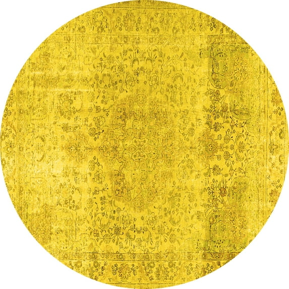 Ahgly Company Indoor Round Persian Yellow Traditional Area Rugs, 8' Round