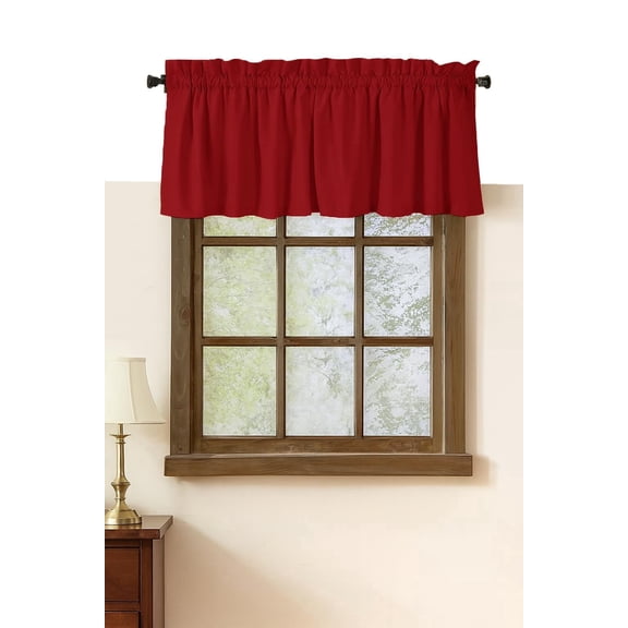 Native Fab Set of 2 Valance Curtains for Windows 54"x18" for Living Room Bedroom Kitchen Windows Bathroom, Farmhouse Vintage Curtain Valances Rod Pocket - Red