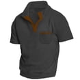 thumbnail image 4 of Fnnxeal Mens Polo Shirts Collared Summer Casual Short Sleeve Solid Waffle Polo Black Shirts for Men Size S, 4 of 5