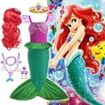 thumbnail image 2 of Disney-traje de baño de cola de sirena para niña, conjunto de Bikini con corona, traje de baño para fiesta de natación, disfraz de sirena, 2 of 5