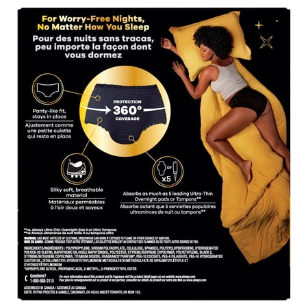 Always ZZZ Overnight Disposable Period Underwear Size S-M, 7 Count