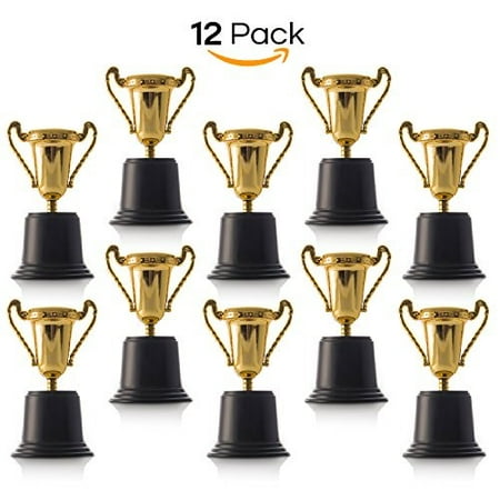 Plastic Trophy Cups - Plastic Trophies 12 Pack 5 Inch Cup Golden Trophies For Children, Competitions, Awards, Parties, Party favors, Props, Reward