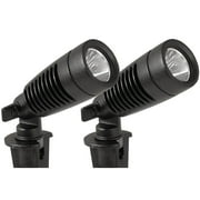 Moonrays 95557 Black Low Voltage LED Outdoor Landscape Metal Spot Light Fixture, 2 Pack