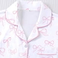 thumbnail image 4 of XIAOCHA Women's Bow Print Pajama Set Loose Short Sleeve Notched Collar Sleepwear Soft Playful Sleep Pajamas Set, 4 of 5